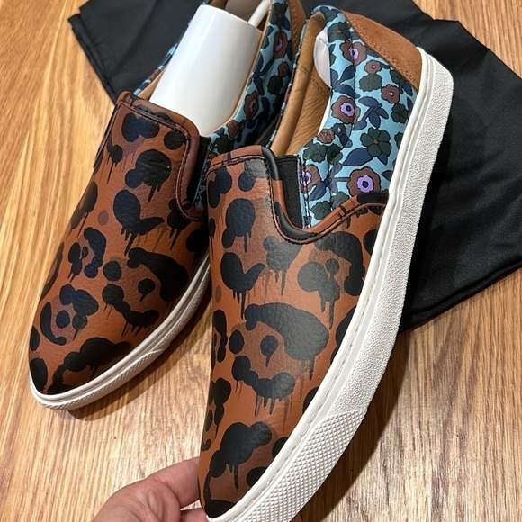 Coach Wild Beast Sneakers Nappa leather floral leopard print slip on 8.5 new nib - Picture 10 of 10